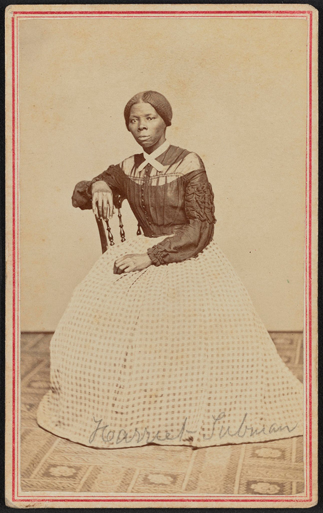 1860s photo of Harriet Tubman sitting in a chair.